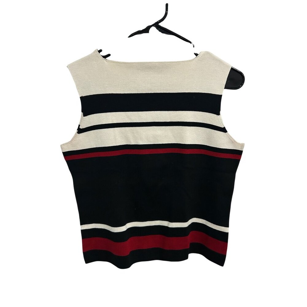 Grace Knitwear Striped Silk Blend Sleeveless Top Size XL Elegant Lightweight